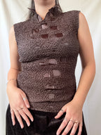Brown Textured Top  | Estimated Size S-M