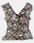 Brown Flowy Mesh Top  | Size 14