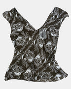 Brown Flowy Mesh Top  | Size 14