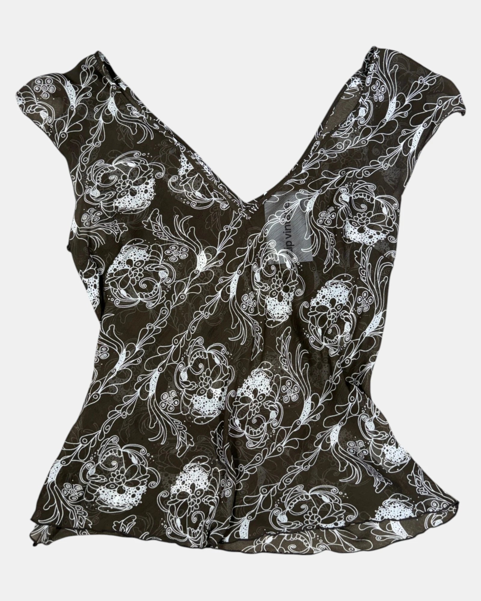 Brown Flowy Mesh Top  | Size 14