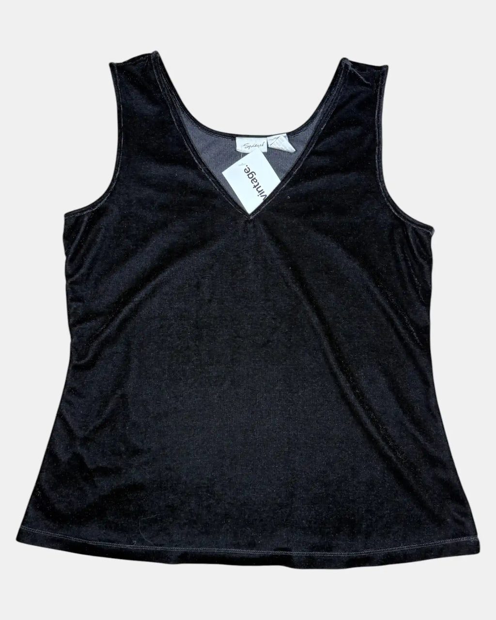 Black Faux Crushed Velvet Top