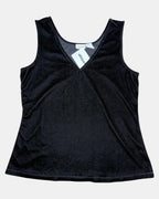 Black Faux Crushed Velvet Top
