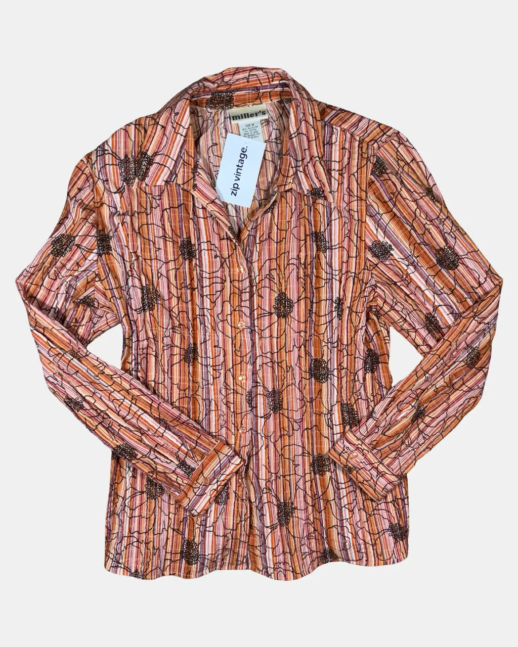 Pink and Orange Striped Blouse