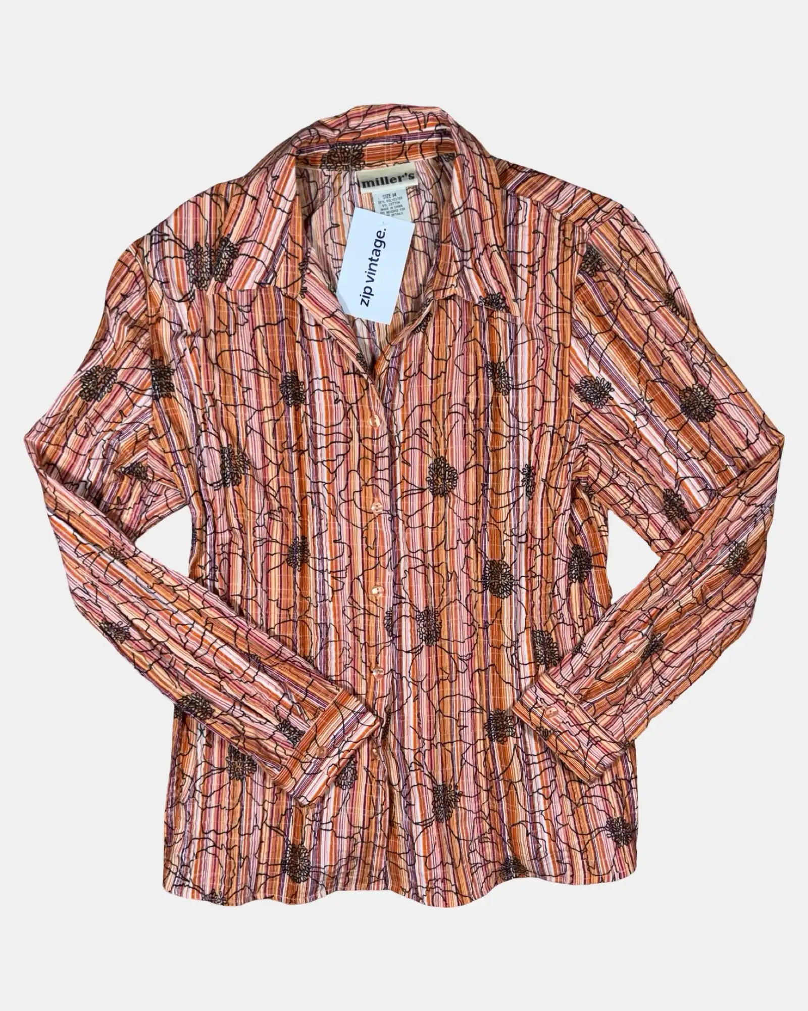 Pink and Orange Striped Blouse