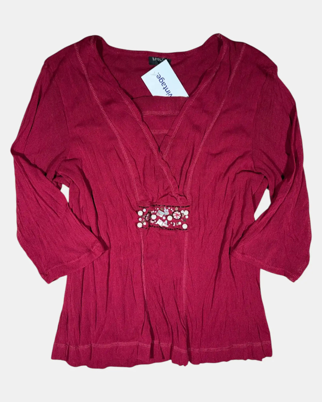 Red Mesh Long Sleeve Top