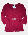 Red Mesh Long Sleeve Top