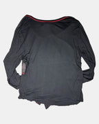 Black and Red Graphic Long Sleeve Top