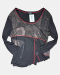 Black and Red Graphic Long Sleeve Top