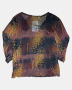 Brown and Black Mesh Long Sleeve Top