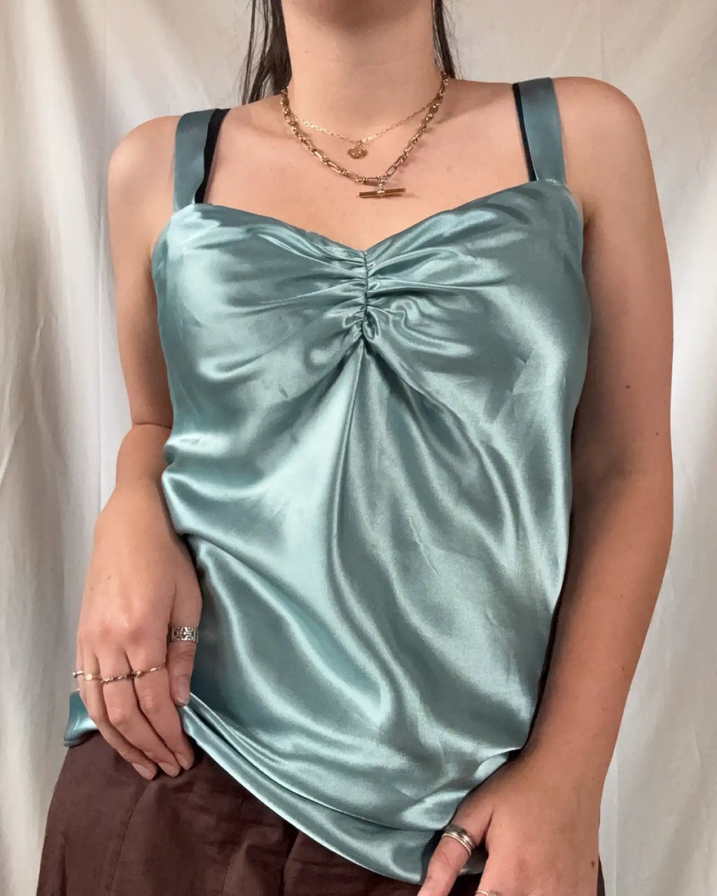 Blue Ruched Tank Top
