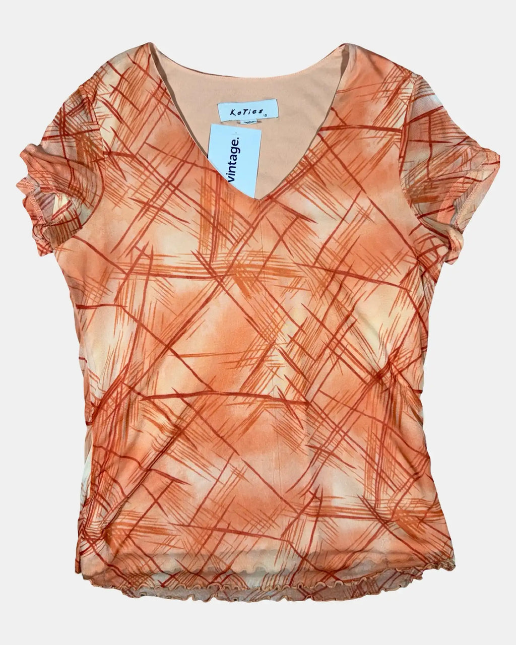Orange Mesh Graphic Top