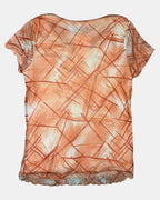 Orange Mesh Graphic Top