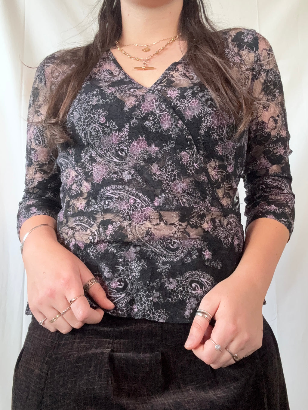 Purple and Black Mesh Long Sleeve | Size XL