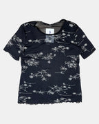 Black Floral Mesh Top