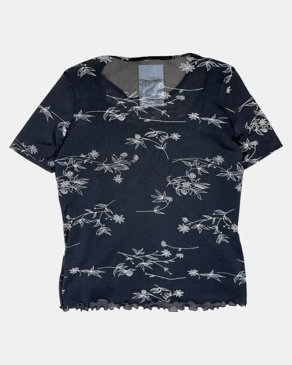 Black Floral Mesh Top