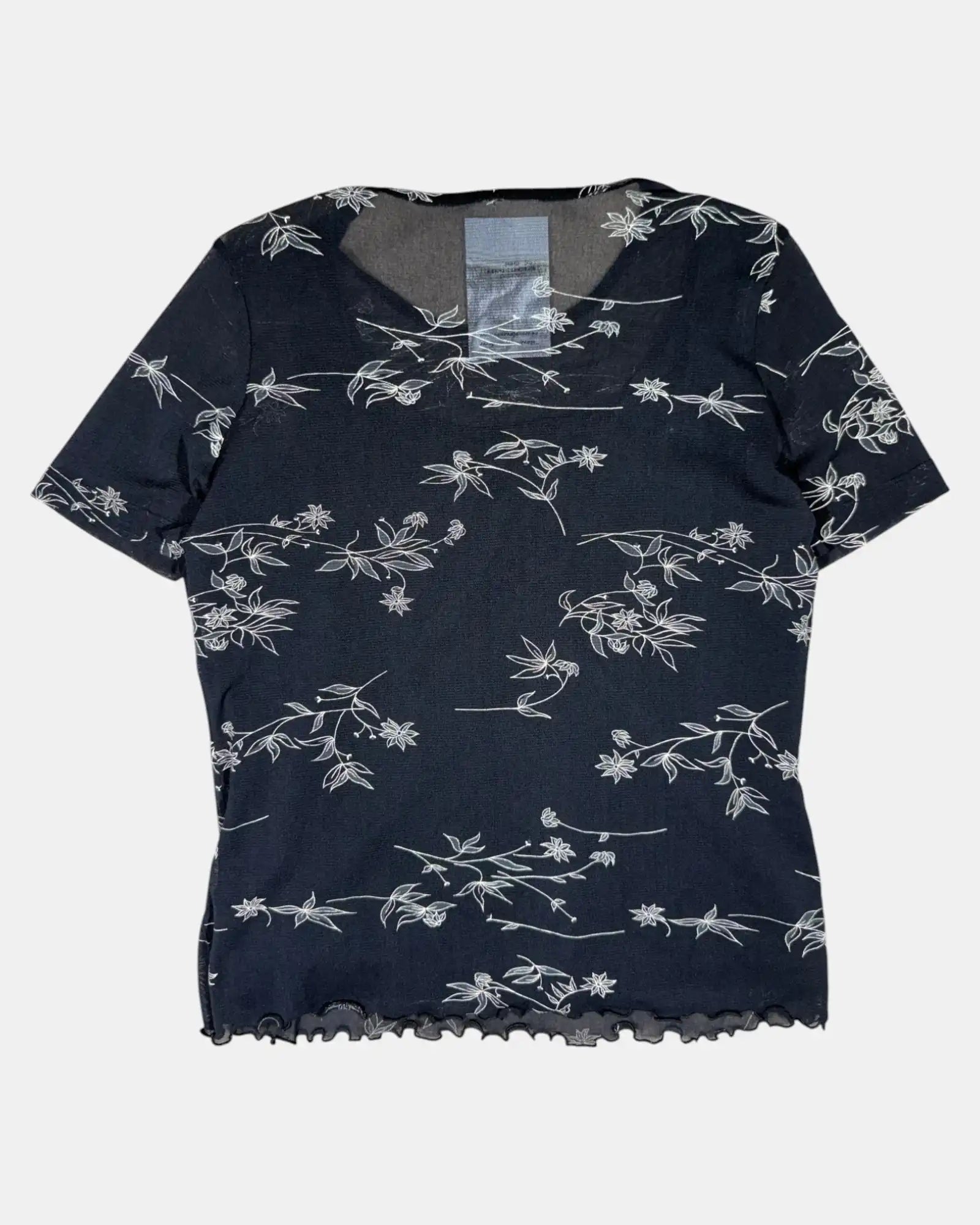 Black Floral Mesh Top