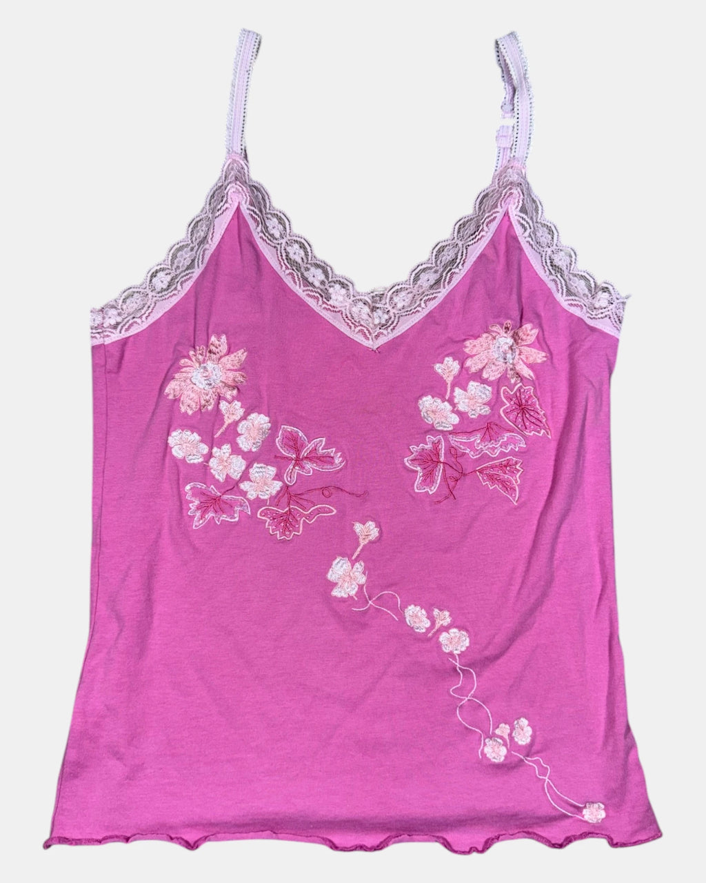 Pink Floral Cami Top | Estimated Size S - Zip Vintage