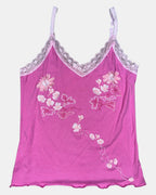 Pink Floral Cami Top | Estimated Size S - Zip Vintage