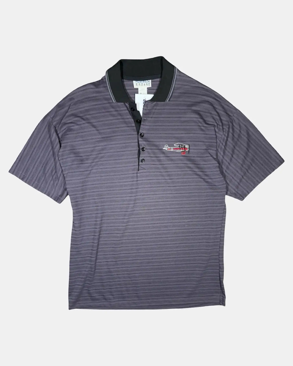 Grey Striped Plane Polo Shirt