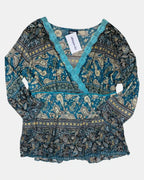 Mesh Blue Long Sleeve Top