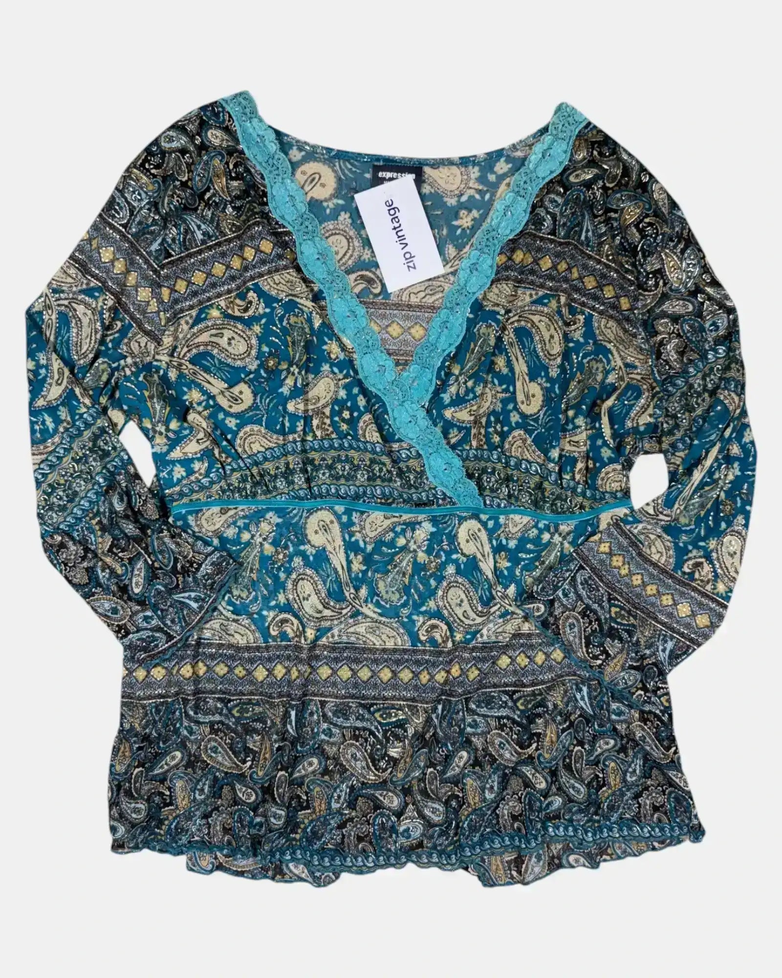 Mesh Blue Long Sleeve Top