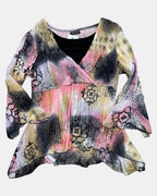 Pink and Yellow Mesh Flowy Top