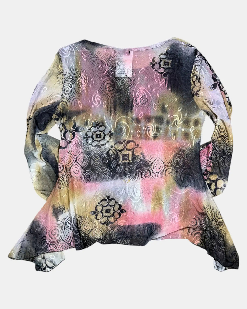 Pink and Yellow Mesh Flowy Top