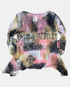 Pink and Yellow Mesh Flowy Top