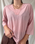 Pink Long Sleeve Mesh Top