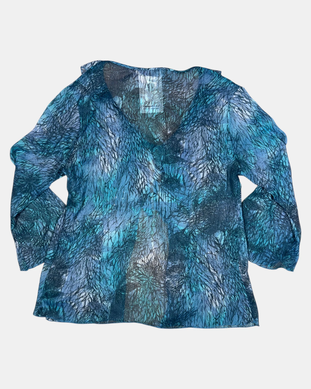 Flowy Blue Mesh Tie-Up Top | Size 10