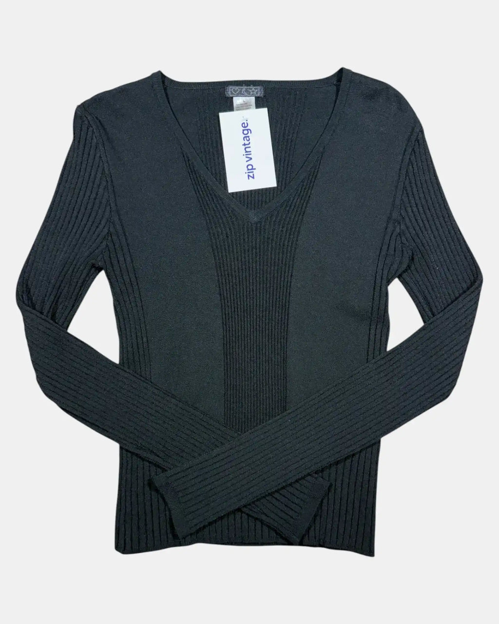 2000s Heavy Black Striped Long Sleeve
