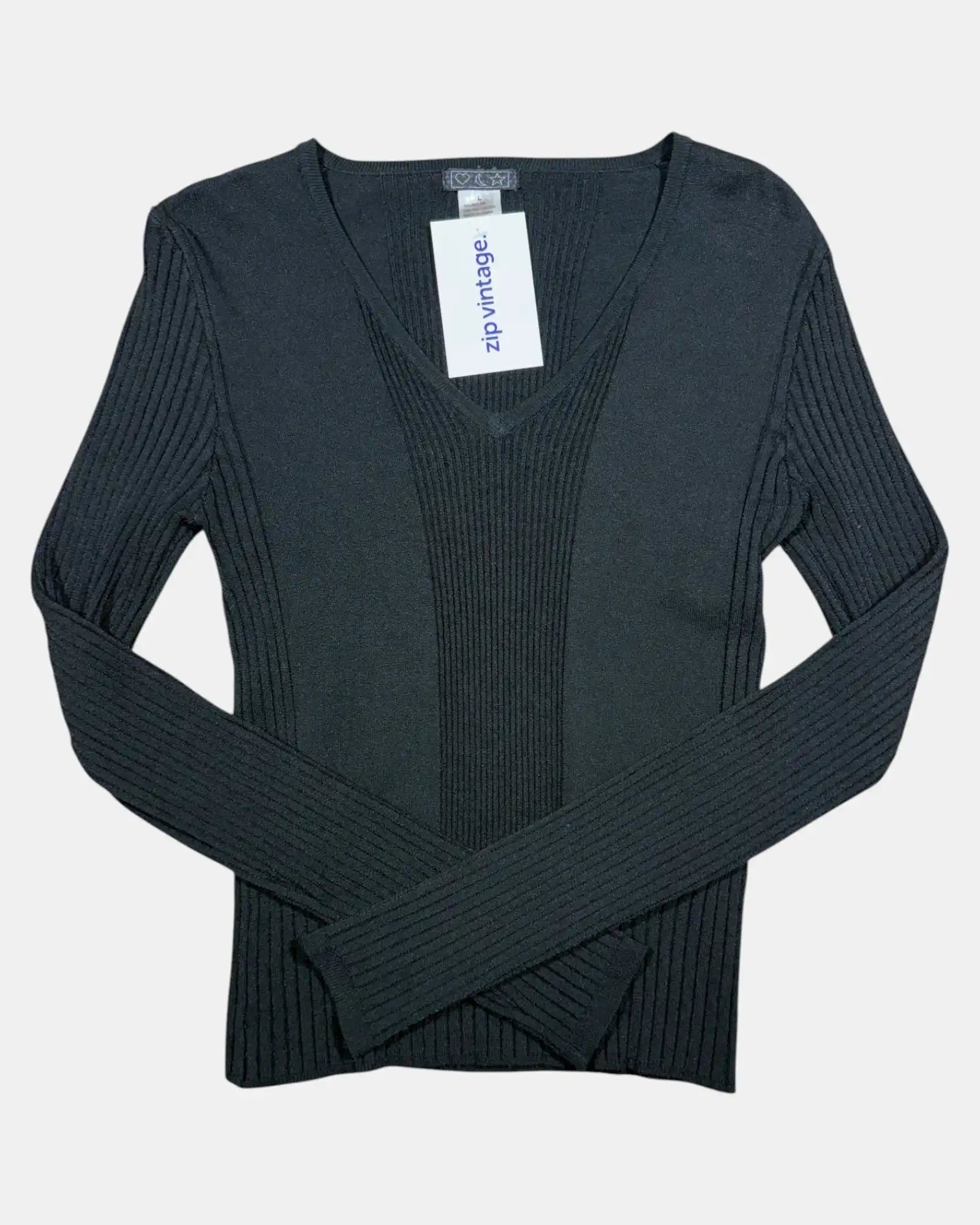 2000s Heavy Black Striped Long Sleeve