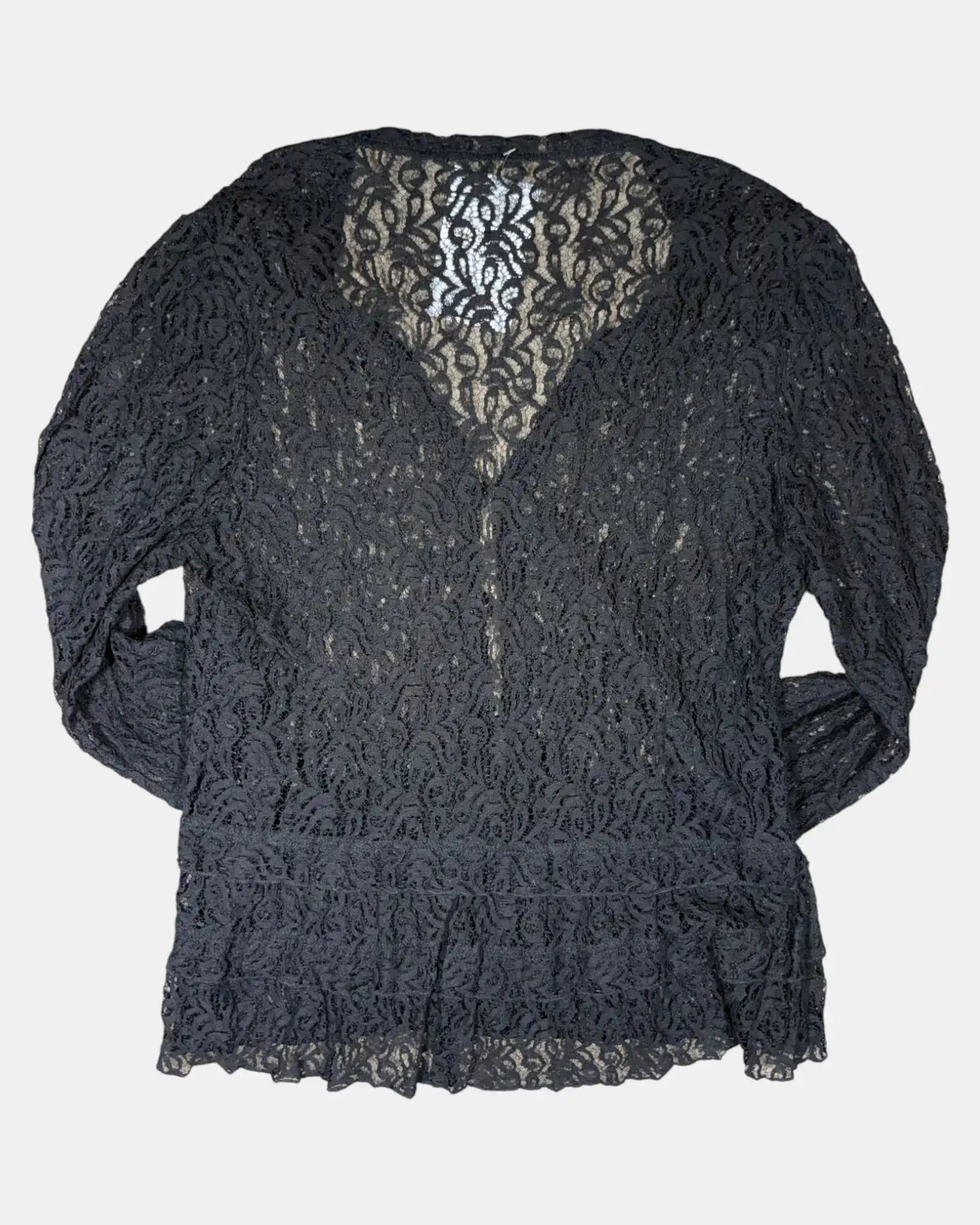 Black Mesh Button Up Top
