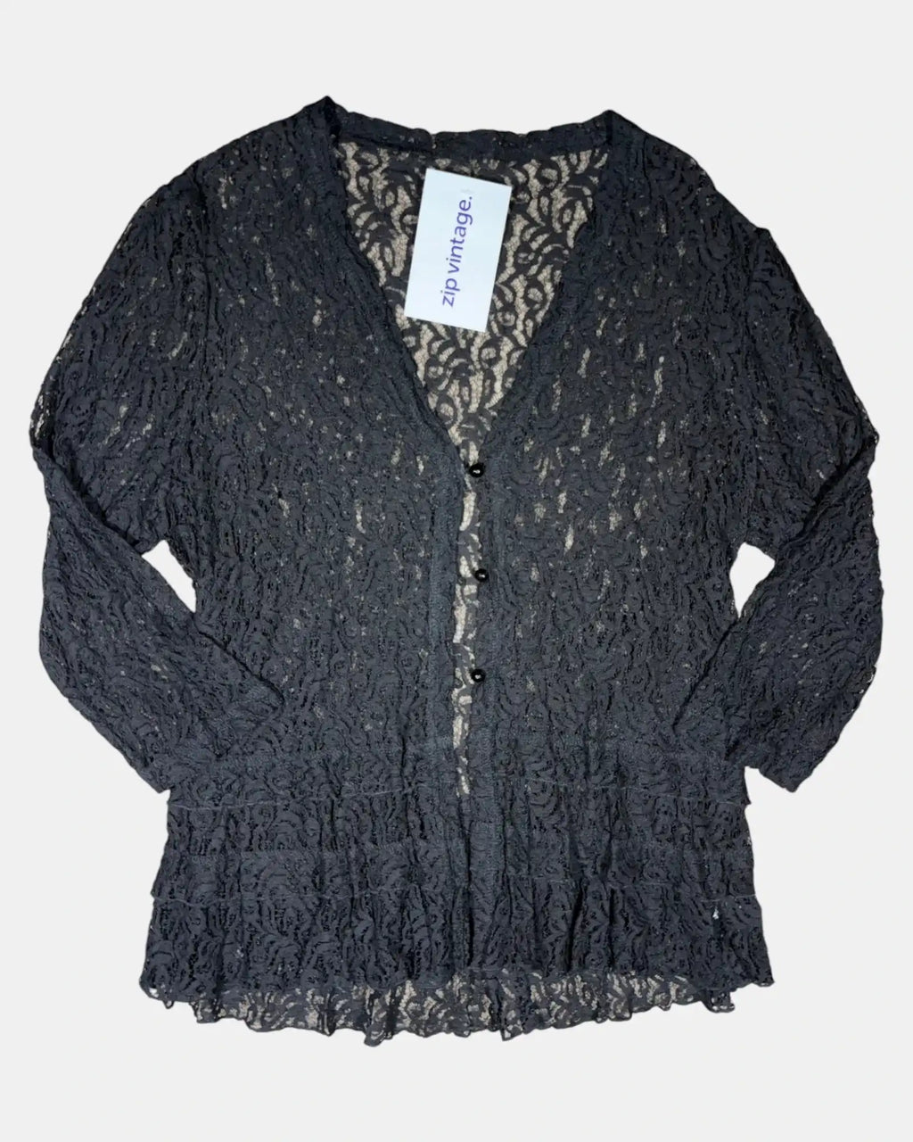 Black Mesh Button Up Top