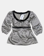 90s Tie Up Black and Cream Blouse
