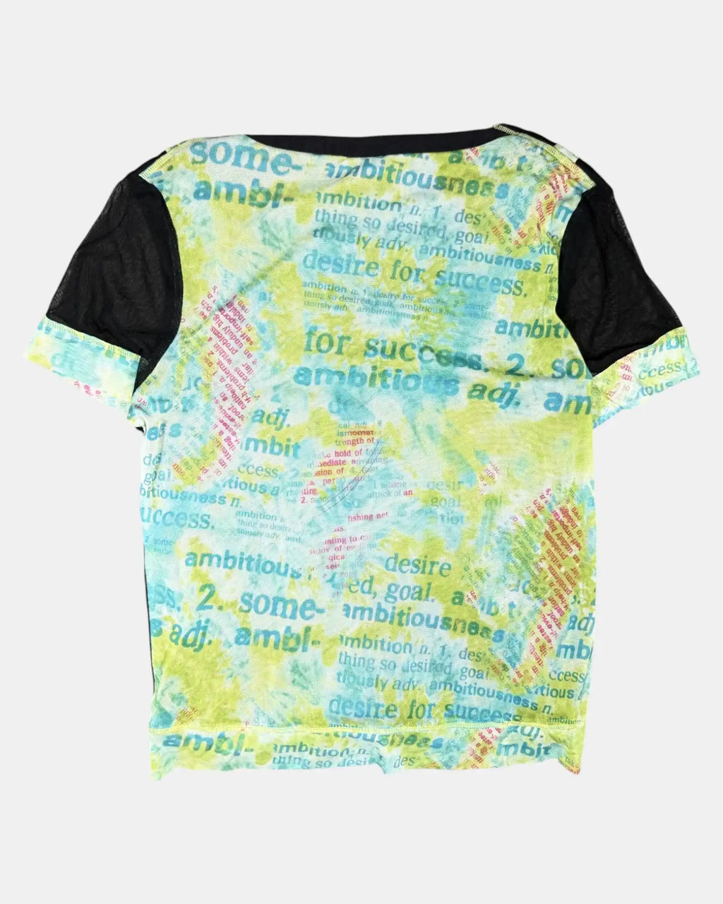 Green and Black Graphic Mesh Top