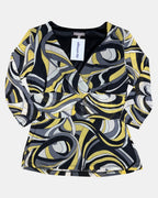 90s Black Yellow and Grey Mesh Long Sleeve | Size M - Zip Vintage