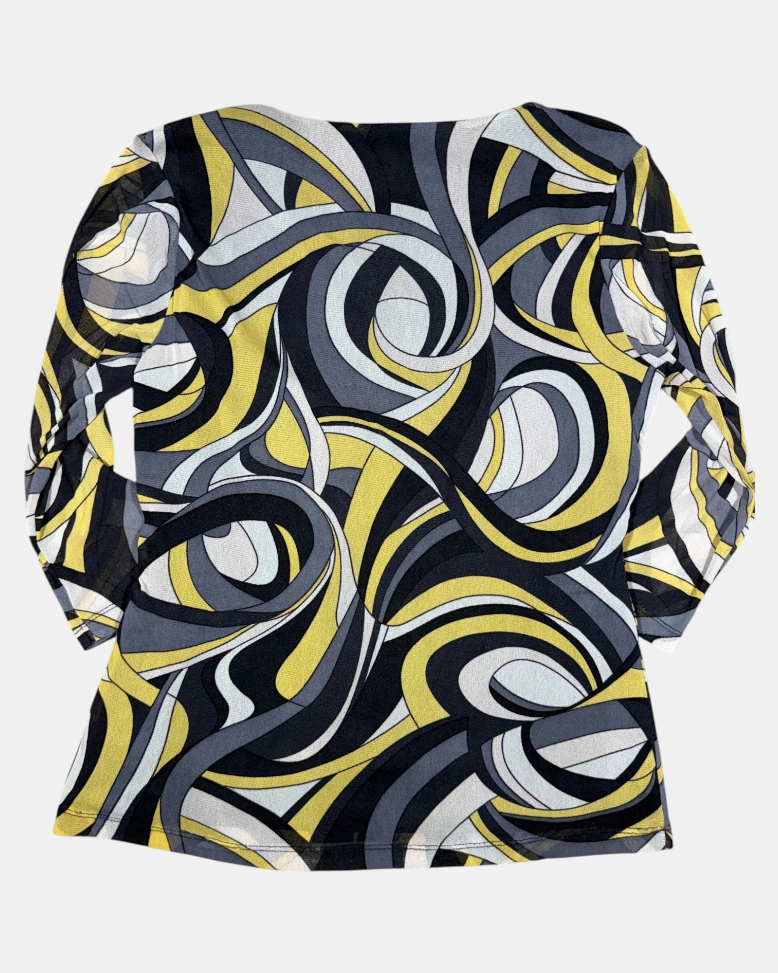 90s Black Yellow and Grey Mesh Long Sleeve | Size M - Zip Vintage