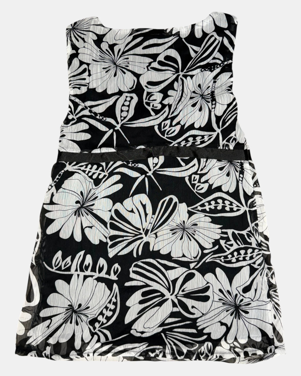 2000s Black & White Flowy Top | Size 10 - Zip Vintage