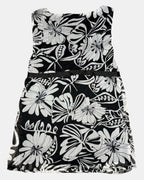 2000s Black & White Flowy Top | Size 10 - Zip Vintage