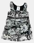 2000s Black & White Flowy Top | Size 10 - Zip Vintage