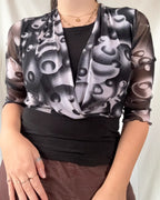 90s Wrap Mesh Black & White Long Sleeve