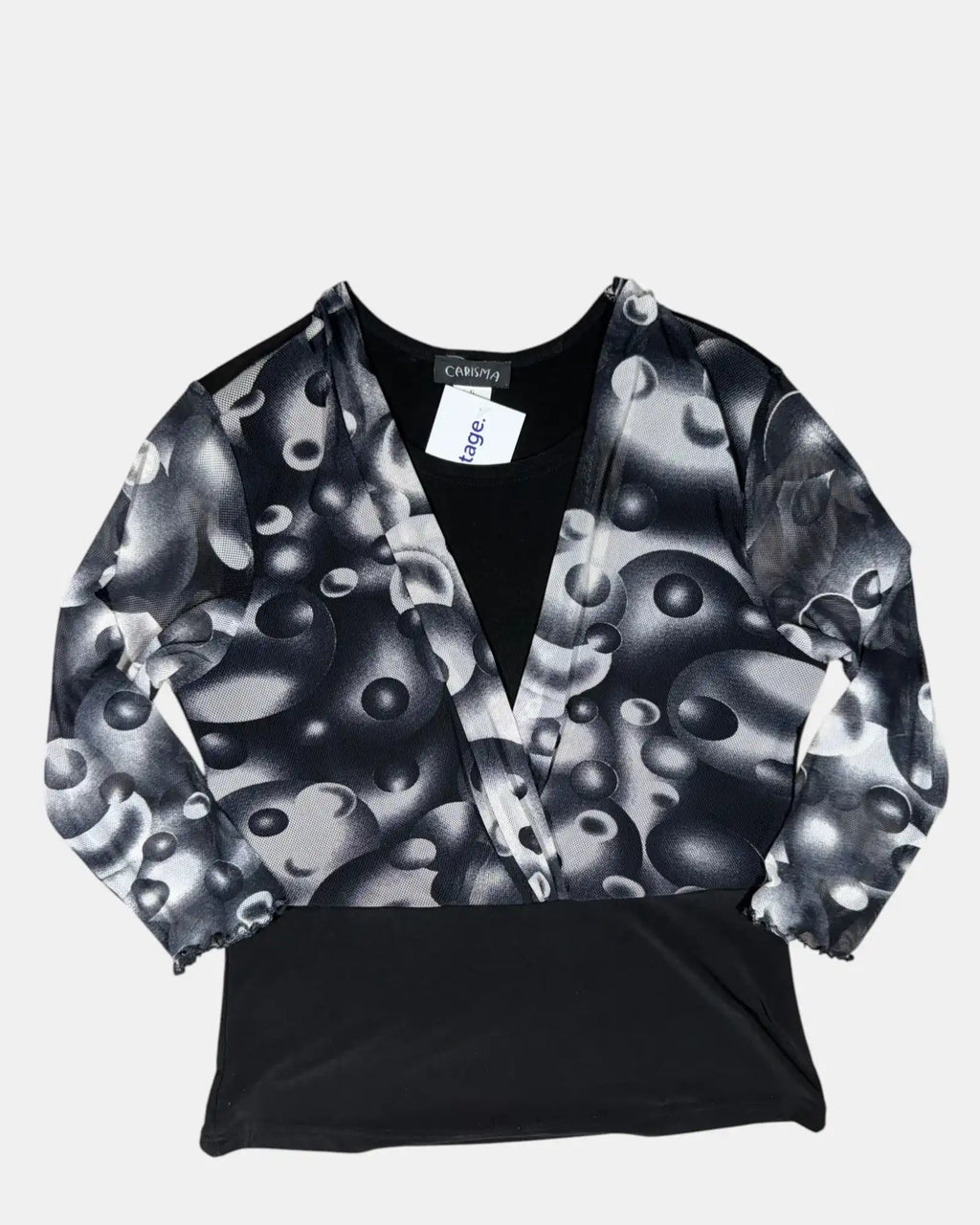 90s Wrap Mesh Black & White Long Sleeve