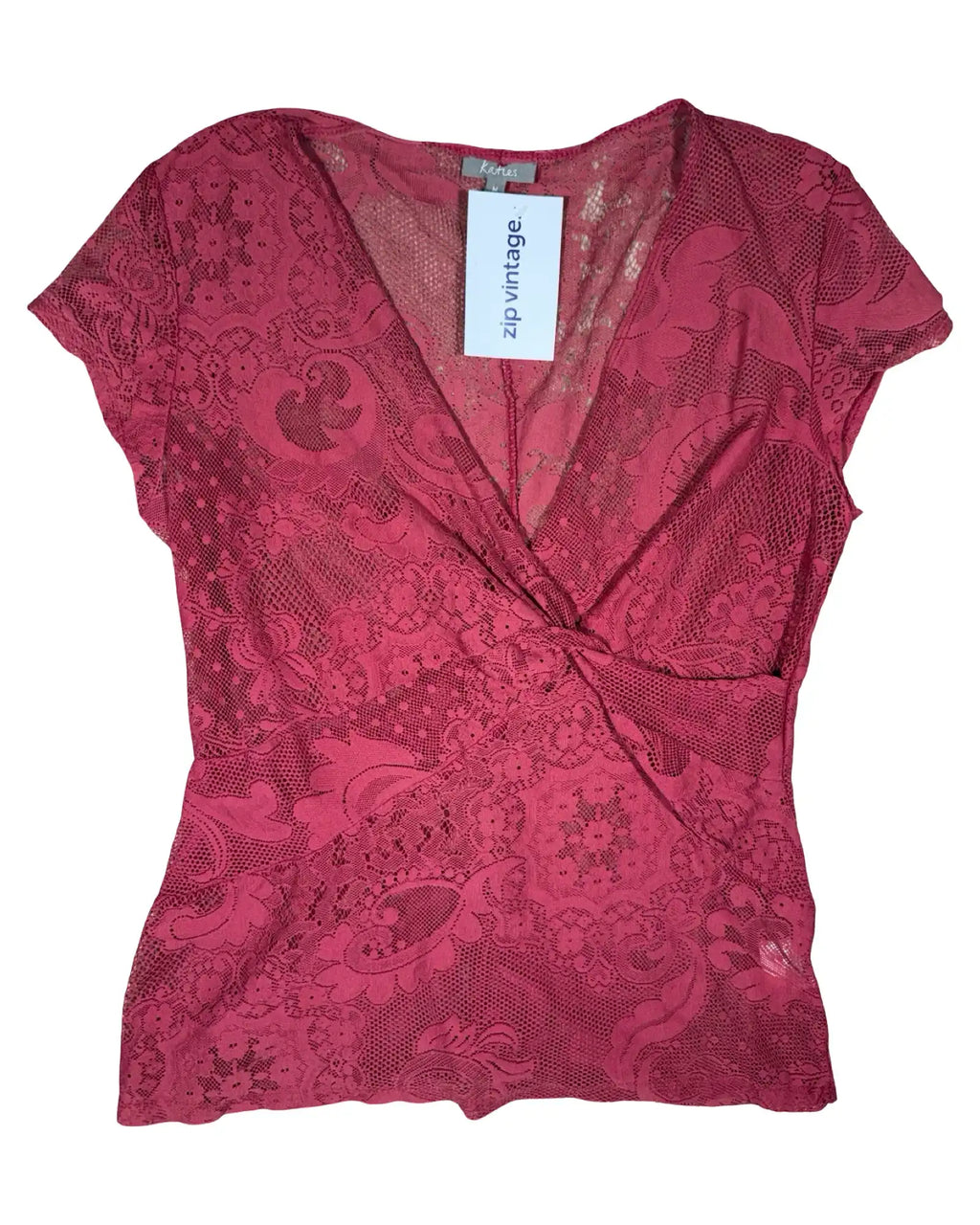 Red Mesh Wrap Top