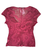 Red Mesh Wrap Top