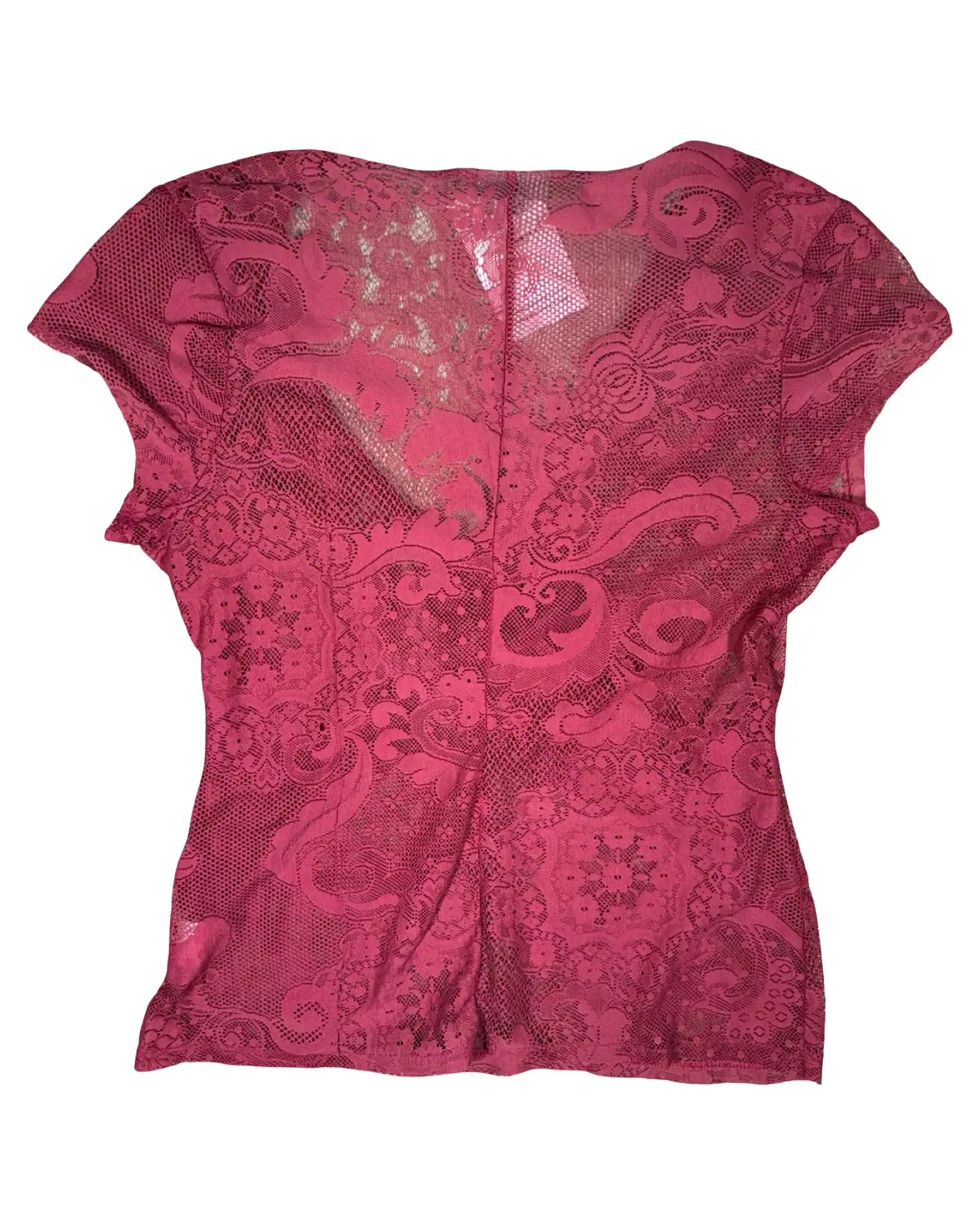 Red Mesh Wrap Top