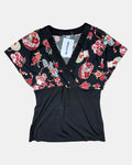 Red Floral Patterned Half Wrap Top