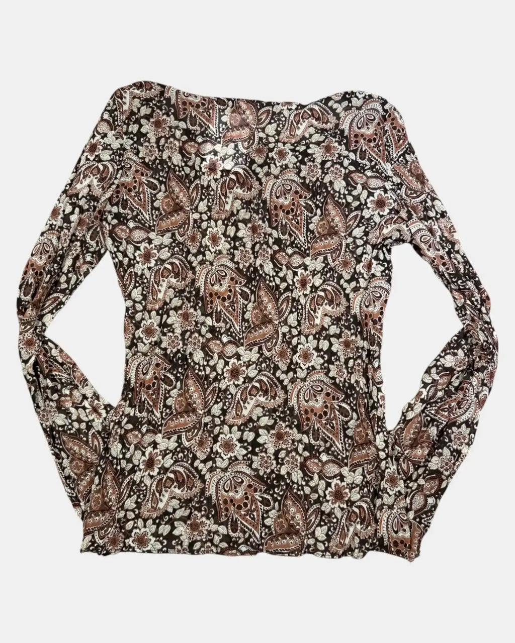 Brown Flowy Tie-Up Long Sleeve