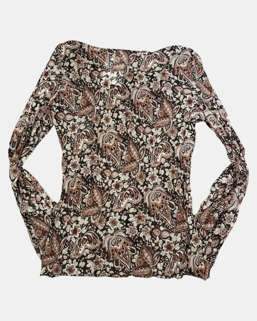 Brown Flowy Tie-Up Long Sleeve