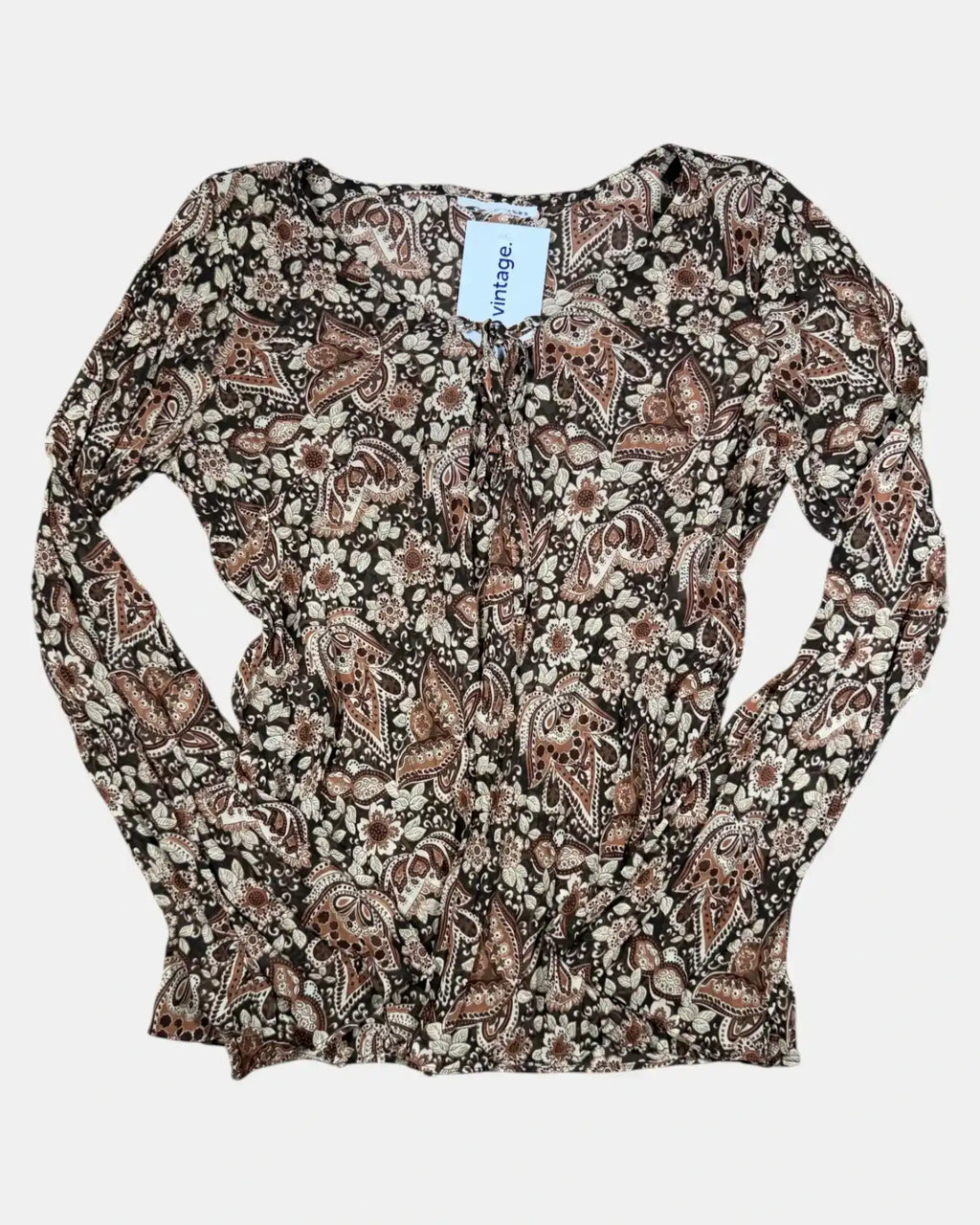 Brown Flowy Tie-Up Long Sleeve